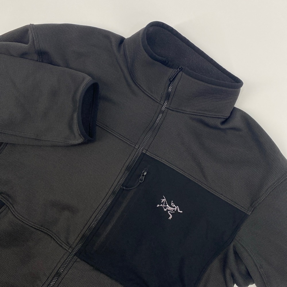 Arcteryx Fortrez Fleece Jacket Mens Large Gray Black Full Zip Grid Tech 16106